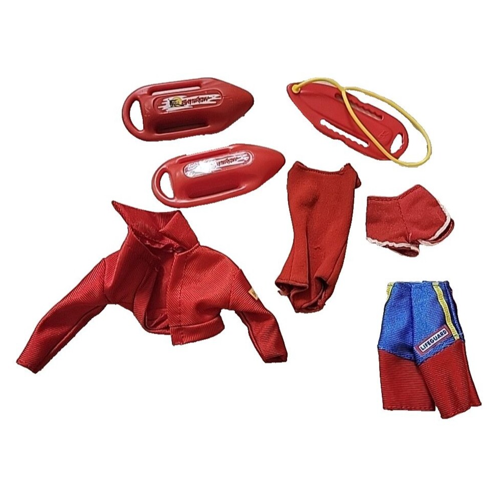 Mattel Barbie Doll Baywatch Lifeguard  Shorts Jacket Clothes Beach Life buoy lot